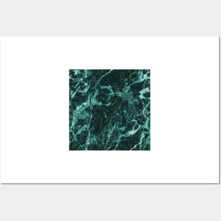 Dark aqua marble Posters and Art